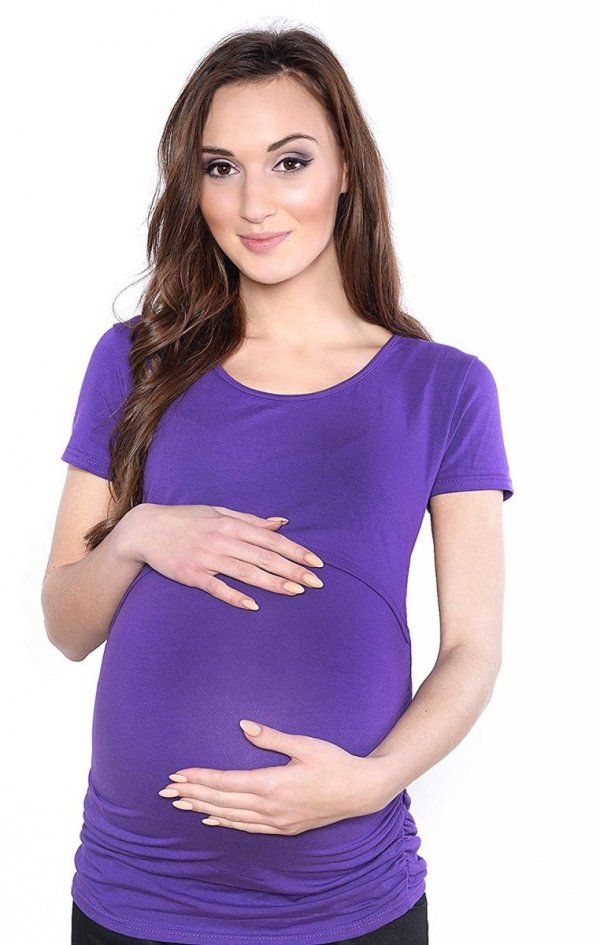 MijaCulture - bluzka 2 w1 ciążowa i do karmienia krótki rękaw 1102 lila 2