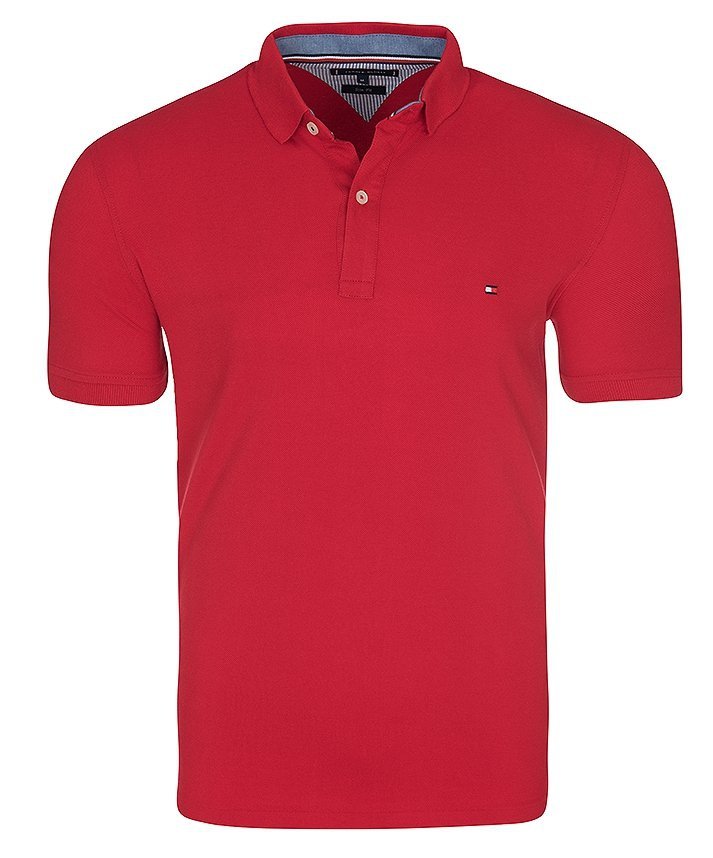 Koszulka Polo Tommy Hilfiger Męska Tommy Hilfiger koszulka polo polówka męska Slim Fit czerwona - WYPRZEDAŻ