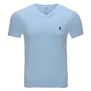 Polo Ralph Lauren koszulka t-shirt męski V-neck slim fit błękitna