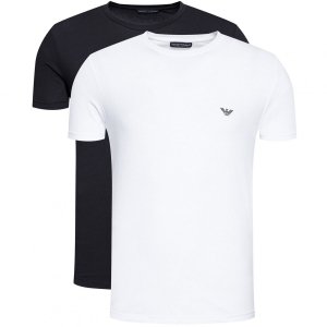 Emporio Armani t-shirt koszulka męska czarna i biała komplet 2-pack 
