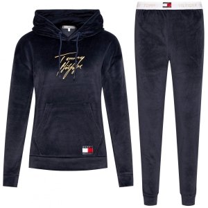 Dres Tommy Hilfiger bluza spodnie welur damski granatowy