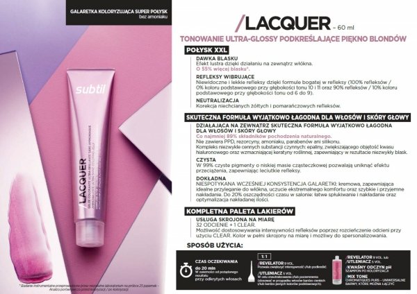 LACQUER 7-7 - Blond Marron BROWN BLOND SUBTIL LACQUER XXL SHINE Profesjonalny Toner Kwasowy z efektem lustrzanego blasku  Subtil 60 ml.