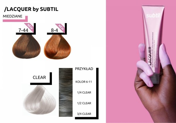 LACQUER 7-44 - Blond Cuivré Profond DEEP COPPER BLOND SUBTIL LACQUER XXL SHINE Profesjonalny Toner Kwasowy z efektem lustrzanego blasku  Subtil 60 ml.