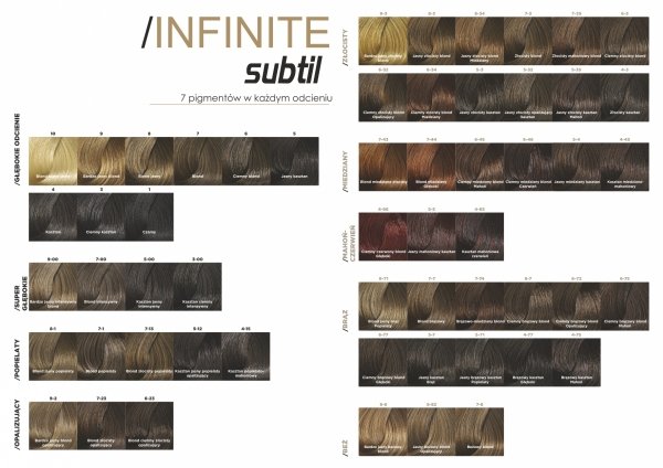 Profesjonalna Farba do włosów Subtil BEZ AMONIAKU trwale kryjąca 60 ml. INFINITE - Blond cuivré profond 7/44