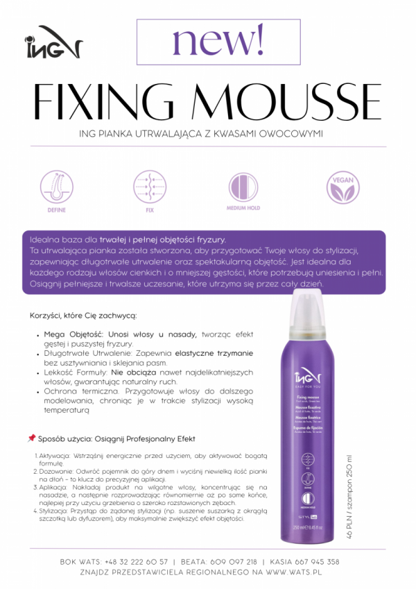 Pianka Fixing Mousse z kwasami owocowymi ING  250 ml.