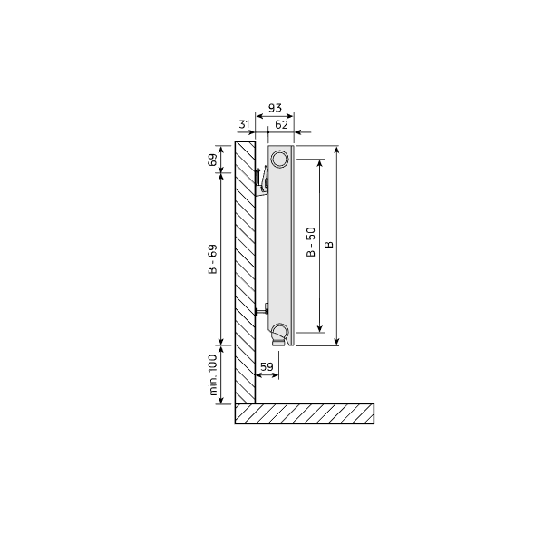 Purmo Ramo Ventil Compact Flex RCVF11 500x2600