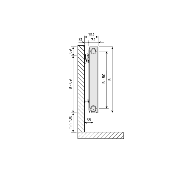 Purmo Plan Ventil Compact Flex FCVF21s 500x1000