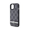 DKNY Leather Checkered Mono Pattern & Printed Stripes - Etui iPhone 14 / 15 / 13 (czarny)