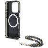 Guess Palm Trees Triangle Pearl Strap MagSafe - Etui do iPhone 16 Pro Max (czarny)
