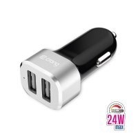 Crong Power Car Charger 24W - Ładowarka samochodowa 2xUSB 2.4A (aluminium) 