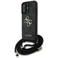Guess 4G Big Logo Cord Strap Crossbody - Etui do iPhone 16 Plus (czarny) 