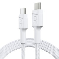 Green Cell PowerStream - Kabel Przewód USB-C - USB-C 120 cm Power Delivery 60W, QC 3.0 (biały) 