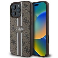 Guess 4G Printed Stripes MagSafe - Etui iPhone 16 Pro Max (brązowy) 