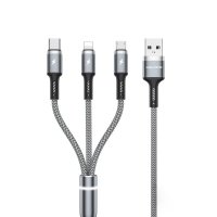 WEKOME WDC-119 Fython Series - Kabel połączeniowy 3w1 USB-A do Lightning + USB-C + Micro USB PD 1.2 m (Srebrny) 