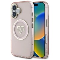Guess IML Metal Mountain Logo MagSafe - Etui do iPhone 16 (różowy) 