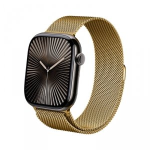Crong Milano Steel - Pasek ze stali nierdzewnej do Apple Watch 44/45/46/49 mm (złoty)