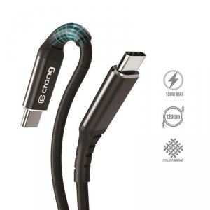 Crong Armor Link - Kabel 100W PD 5A USB-C do USB-C 120cm (czarny)