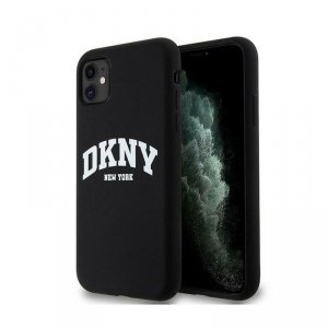 DKNY Liquid Silicone White Printed Logo MagSafe - Etui iPhone 11 (czarny)