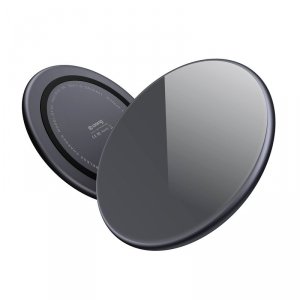 Crong PowerSpot Fast Wireless Charger – Aluminiowa ładowarka bezprzewodowa Qi 15W USB-C z powłoką ze szkła hartowanego (Shadow B