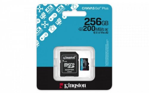 Kingston Karta microSD 256GB CanvasGo! Plus 200MB/s A2 U3 V30 + adapter