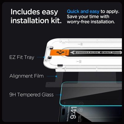 Spigen GLAS.TR EZ FIT Privacy - Szkło hartowane z filtrem prywatyzującym do iPhone 15 / 16