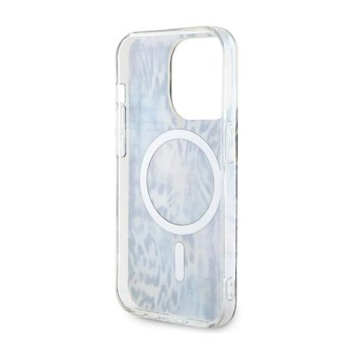Guess Leopard MagSafe - Etui iPhone 14 Pro (Niebieski)