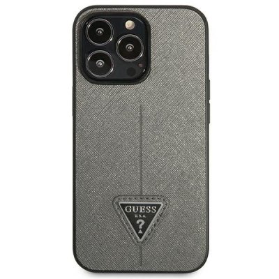 Guess Saffiano Triangle Logo Case – Etui iPhone 13 Pro (srebrny)