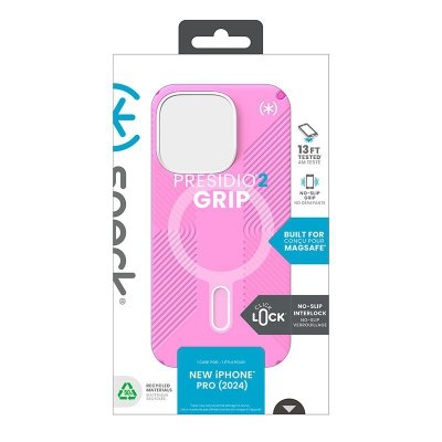 Speck Presidio2 Grip ClickLock & MagSafe - Etui iPhone 16 Pro (True Pink / Shocking Pink / White)