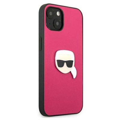 Karl Lagerfeld PU Leather Karl&#039;s Head Metal - Etui iPhone 13 mini (różowy)