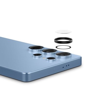 Spigen Optik Pro GLAS.TR EZ Fit Camera Protector 2-Pack - Szkło ochronne na obiektyw do Samsung Galaxy S25 Ultra (2 szt) (Czarny