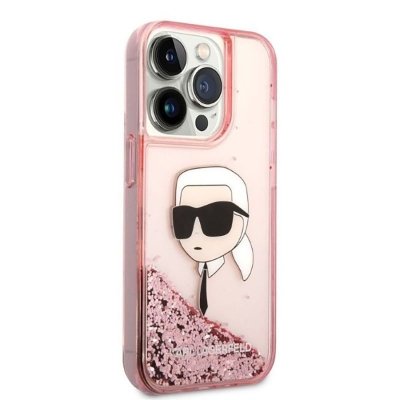 Karl Lagerfeld Liquid Glitter NFT Karl&#039;s Head - Etui iPhone 14 Pro (różowy)