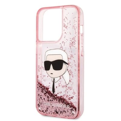 Karl Lagerfeld Liquid Glitter NFT Karl&#039;s Head - Etui iPhone 14 Pro (różowy)