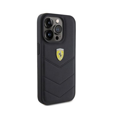 Ferrari Quilted Metal Logo - Etui iPhone 15 Pro (czarny)