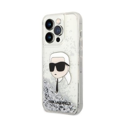 Karl Lagerfeld Liquid Glitter NFT Karl&#039;s Head - Etui iPhone 14 Pro Max (srebrny)