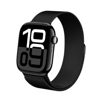 Crong Milano Steel - Pasek ze stali nierdzewnej do Apple Watch 44/45/46/49 mm (czarny)