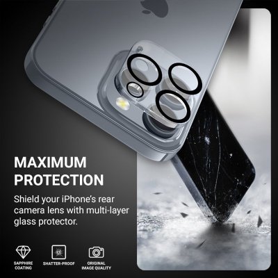 Crong Lens Shield - Szkło na aparat i obiektyw iPhone 16 Pro / iPhone 16 Pro Max / iPhone 15 Pro / iPhone 15 Pro Max