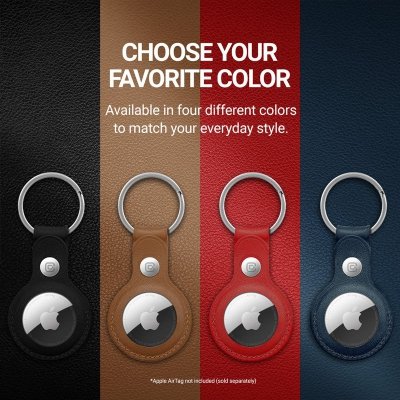 Crong Leather Case with Key Ring – Skórzane etui ochronne brelok do Apple AirTag (czerwony)