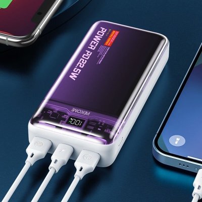 WEKOME WP-351 Vanguard Series - Power bank 20000 mAh PD 20W + QC 22.5W (Fioletowy / Przezroczysty)