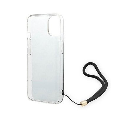 Guess 4G Print Cord - Etui ze smyczką iPhone 14 Plus (czarny)