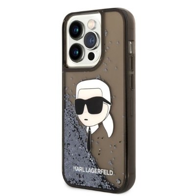 Karl Lagerfeld Liquid Glitter NFT Karl&#039;s Head - Etui iPhone 14 Pro (czarny)