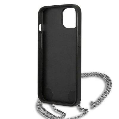 Karl Lagerfeld Leather Textured and Chain - Etui iPhone 13 (czarny)