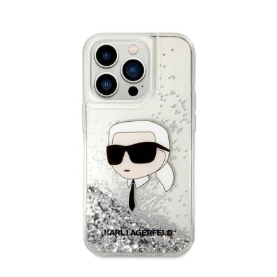 Karl Lagerfeld Liquid Glitter NFT Karl&#039;s Head - Etui iPhone 14 Pro (srebrny)