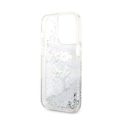 Karl Lagerfeld Liquid Glitter NFT Karl&#039;s Head - Etui iPhone 14 Pro (srebrny)