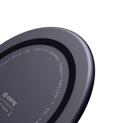 Crong PowerSpot Fast Wireless Charger – Aluminiowa ładowarka bezprzewodowa Qi 15W USB-C z powłoką ze szkła hartowanego (Shadow B