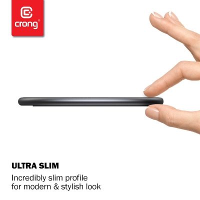 Crong PowerSpot Fast Wireless Charger – Aluminiowa ładowarka bezprzewodowa Qi 15W USB-C z powłoką ze szkła hartowanego (Shadow B