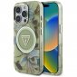 Guess Glitter Flowers Triangle Buttons MagSafe - Etui do iPhone 16 Pro (zielony) 