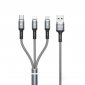WEKOME WDC-119 Fython Series - Kabel połączeniowy 3w1 USB-A do Lightning + USB-C + Micro USB PD 1.2 m (Srebrny) 