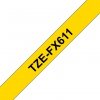 Taśma Brother TZE-FX611. czarny druk/żółty podkład. laminowane. 8m. 6mm. flexibilnĂ­ TZEFX611