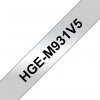 Taśma Brother HGE-M931, czarny druk/srebny mat podkład, 8m, 12mm, 5 SZT. W OPAKOWANIU, CE