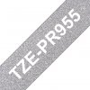 Taśma Brother TZE-PR955, biały druk/srebrny podkład, laminowane, 8m, 24mm TZEPR955